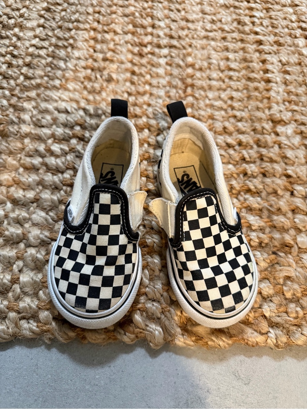 Vans Kids Slip-On Checkerboard Sneakers in Black and White
